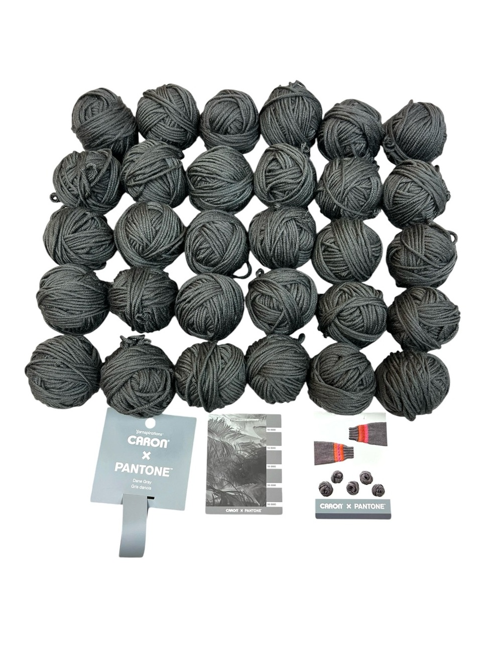 Caron x Pantone Yarn Dane Gray Acrylic Nylon Merino blend Lot of 30